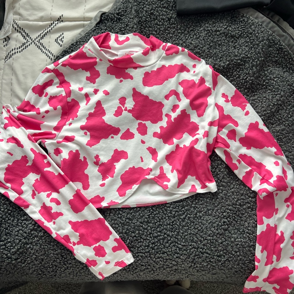Pink and White Crop Top